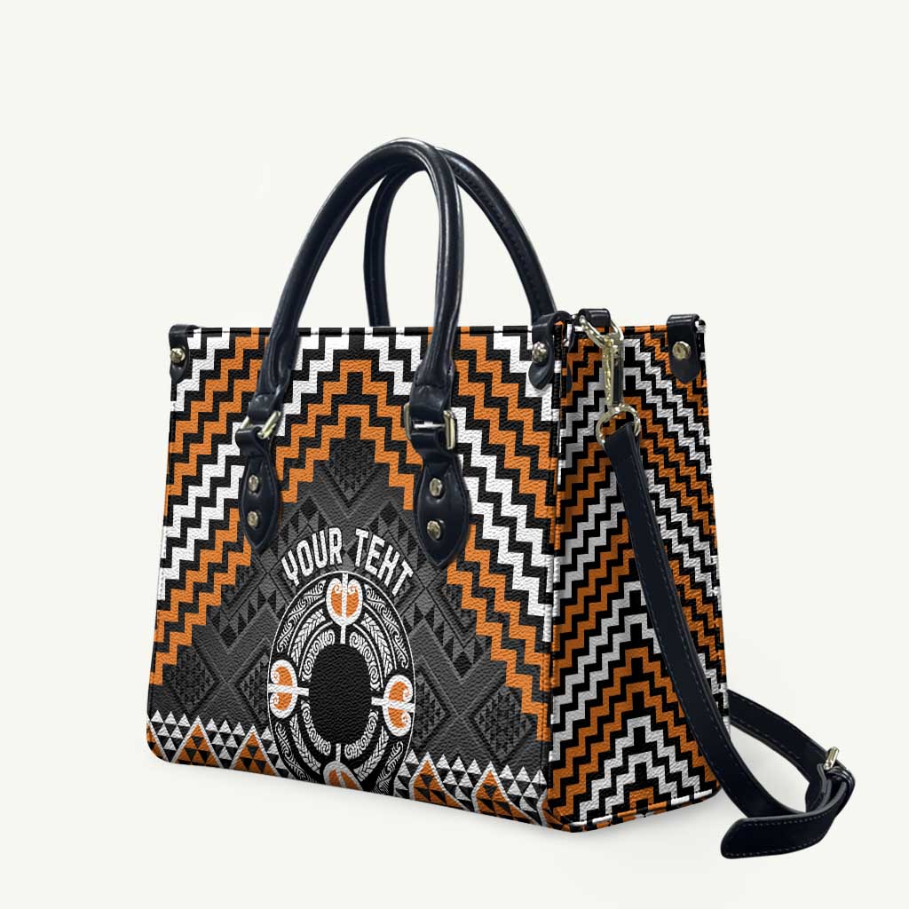 Personalised Aotearoa Niho Taniwha Motif Leather Bag Gold Style LT9 Gold - Polynesian Pride