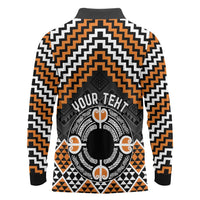Personalised Aotearoa Niho Taniwha Motif Long Sleeve Polo Shirt Gold Style