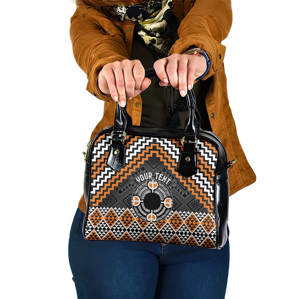 Personalised Aotearoa Niho Taniwha Motif Shoulder Handbag Gold Style LT9 One Size Gold - Polynesian Pride