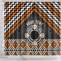 Personalised Aotearoa Niho Taniwha Motif Shower Curtain Gold Style LT9 - Polynesian Pride