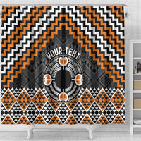 Personalised Aotearoa Niho Taniwha Motif Shower Curtain Gold Style LT9 - Polynesian Pride