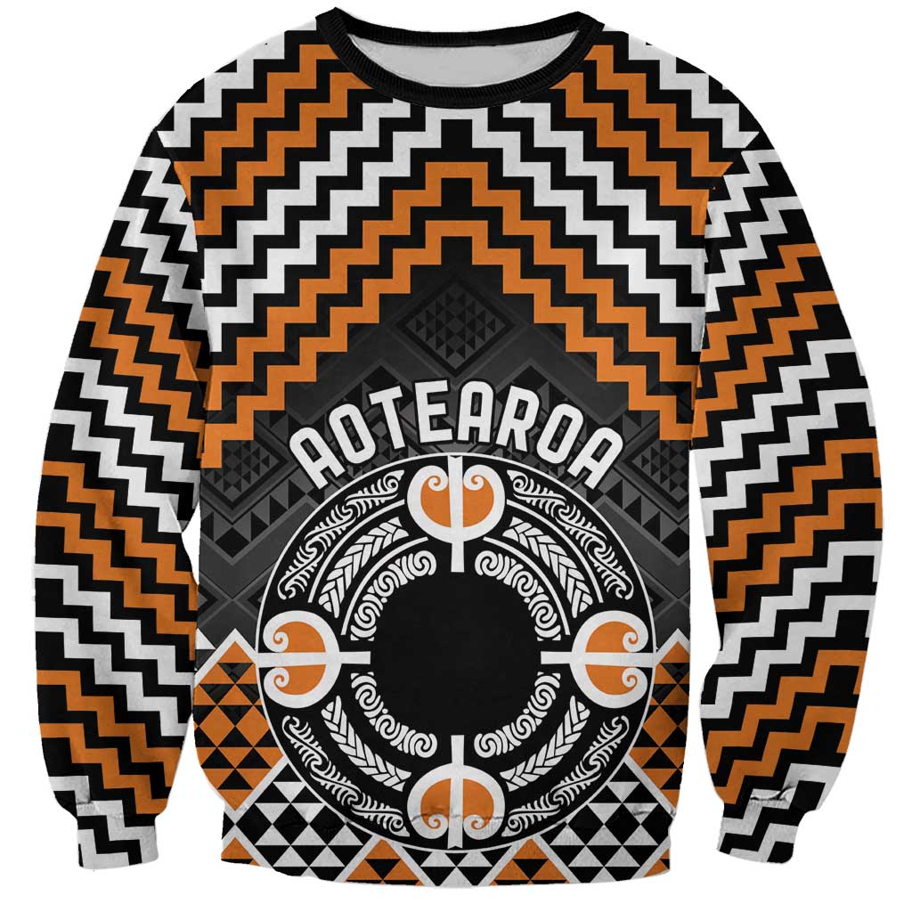 Personalised Aotearoa Niho Taniwha Motif Sweatshirt Gold Style