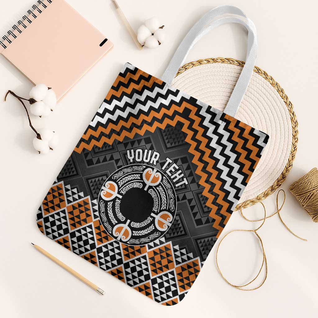 Personalised Aotearoa Niho Taniwha Motif Tote Bag Gold Style - Polynesian Pride