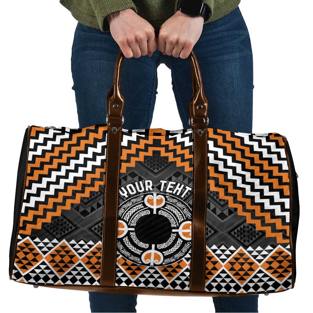 Personalised Aotearoa Niho Taniwha Motif Travel Bag Gold Style - Polynesian Pride