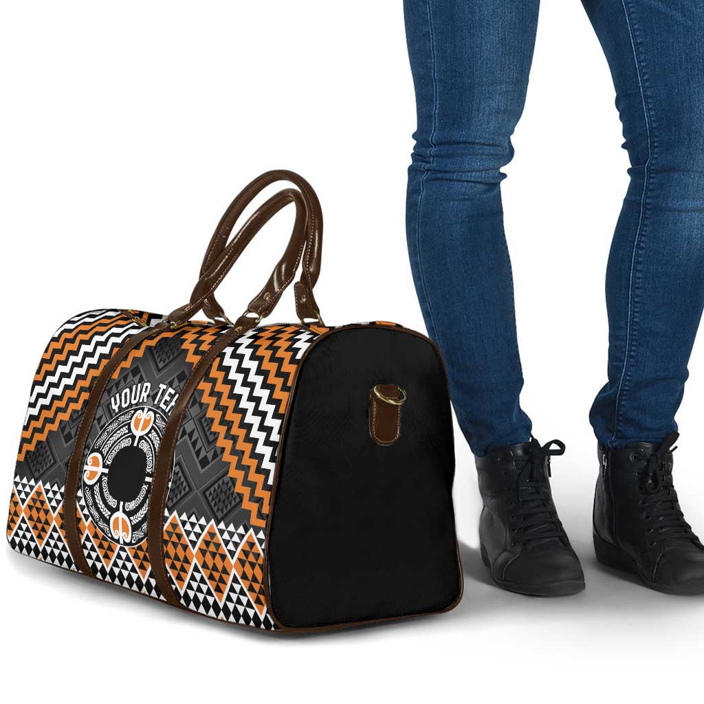 Personalised Aotearoa Niho Taniwha Motif Travel Bag Gold Style - Polynesian Pride