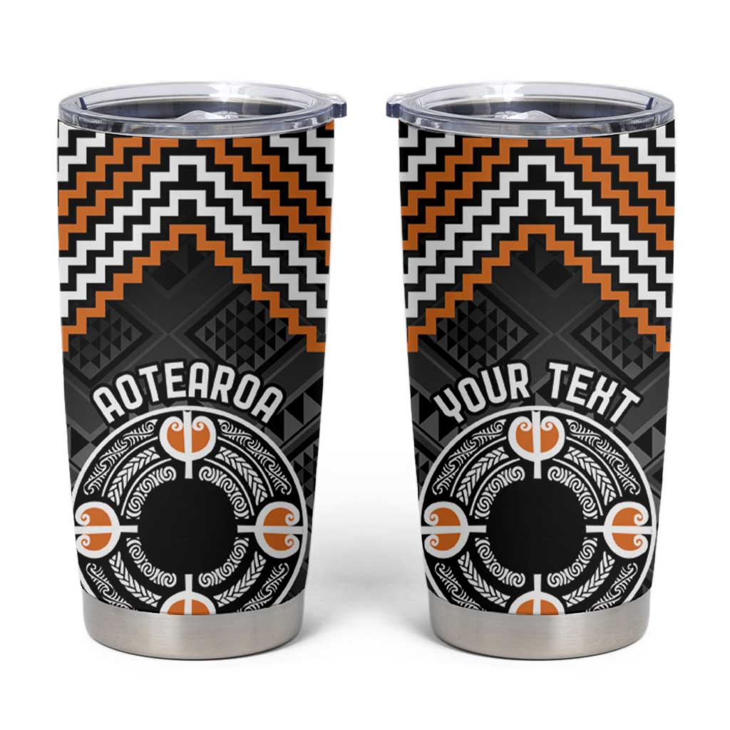 Personalised Aotearoa Niho Taniwha Motif Tumbler Cup Gold Style
