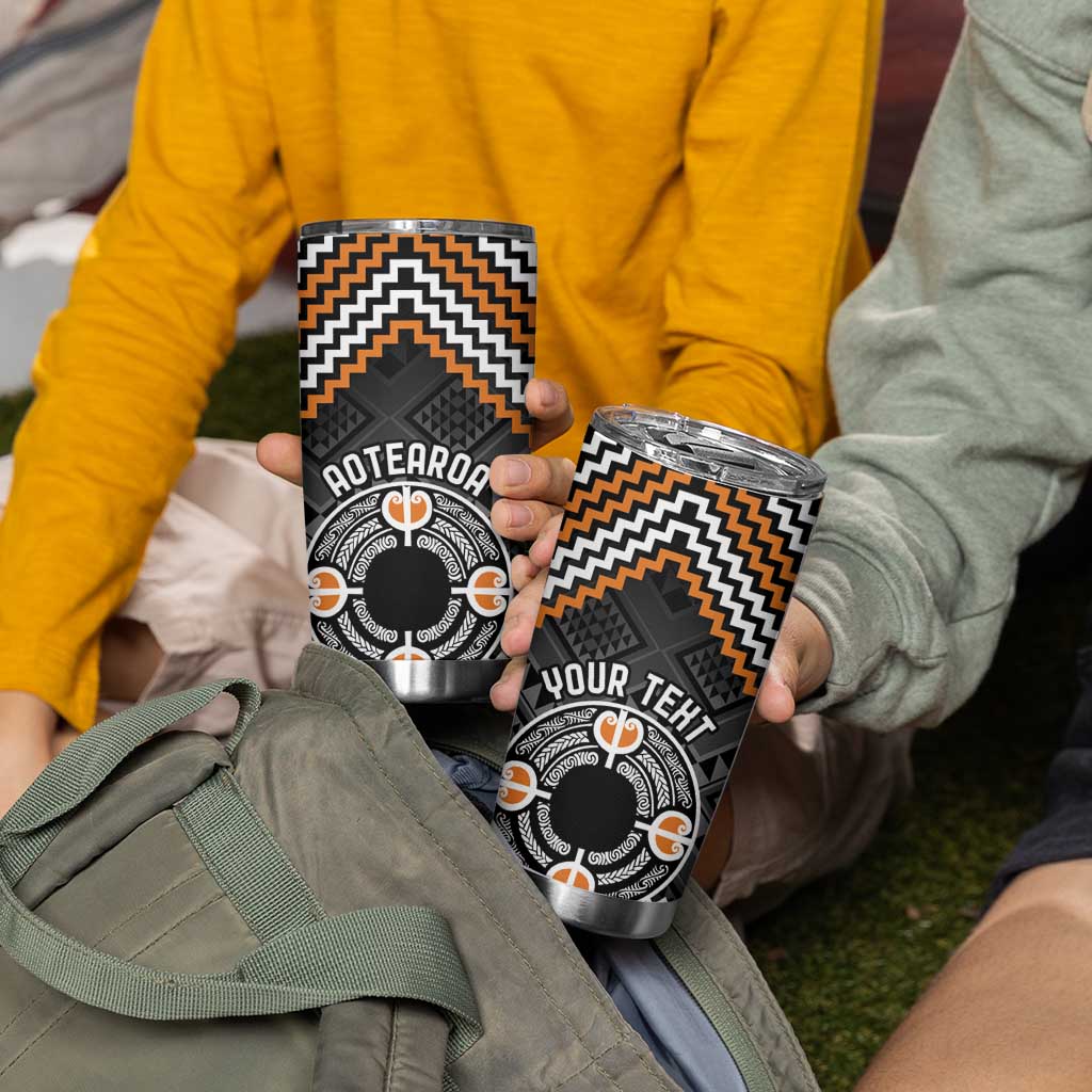Personalised Aotearoa Niho Taniwha Motif Tumbler Cup Gold Style