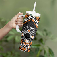 Personalised Aotearoa Niho Taniwha Motif Tumbler With Handle Gold Style