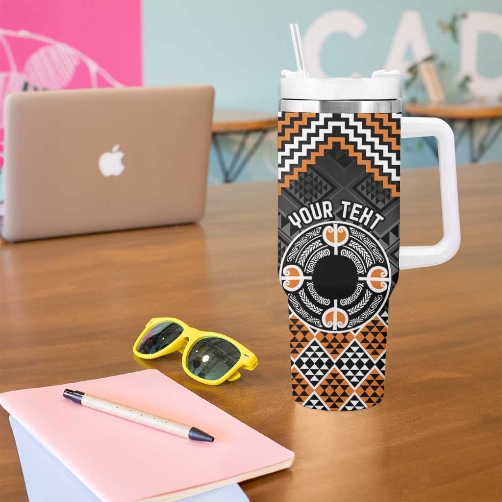 Personalised Aotearoa Niho Taniwha Motif Tumbler With Handle Gold Style