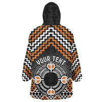 Personalised Aotearoa Niho Taniwha Motif Wearable Blanket Hoodie Gold Style