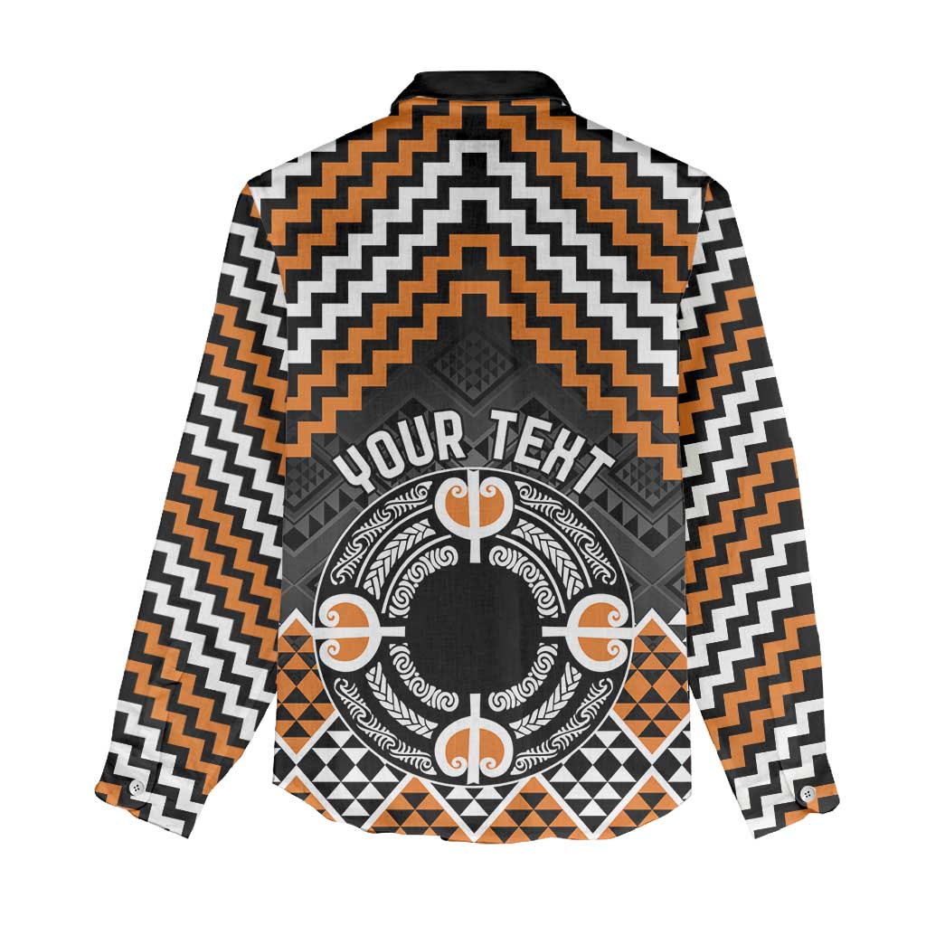 Personalised Aotearoa Niho Taniwha Motif Women Casual Shirt Gold Style