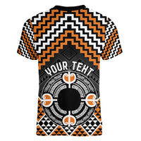 Personalised Aotearoa Niho Taniwha Motif Women V-Neck T-Shirt Gold Style