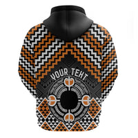 Personalised Aotearoa Niho Taniwha Motif Zip Hoodie Gold Style