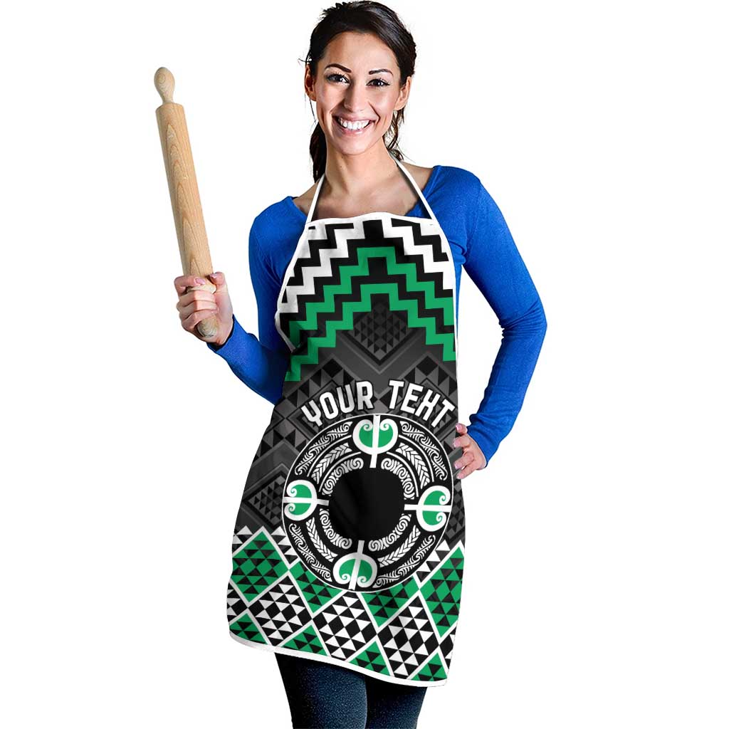 Personalised Aotearoa Niho Taniwha Motif Apron Green Style - Polynesian Pride