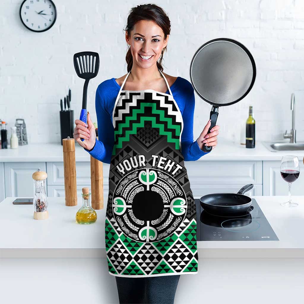 Personalised Aotearoa Niho Taniwha Motif Apron Green Style - Polynesian Pride