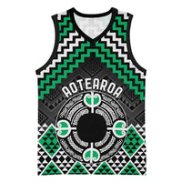 Personalised Aotearoa Niho Taniwha Motif Basketball Jersey Green Style - Polynesian Pride
