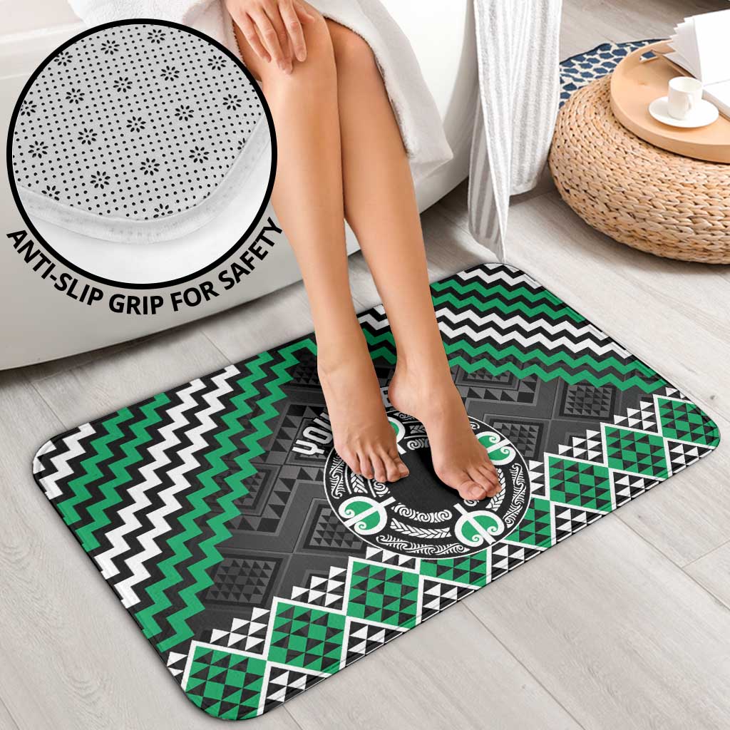 Personalised Aotearoa Niho Taniwha Motif Bathroom Set Green Style - Polynesian Pride