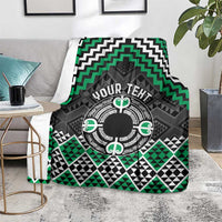 Personalised Aotearoa Niho Taniwha Motif Blanket Green Style