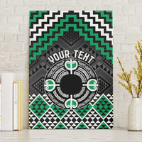 Personalised Aotearoa Niho Taniwha Motif Canvas Wall Art Green Style
