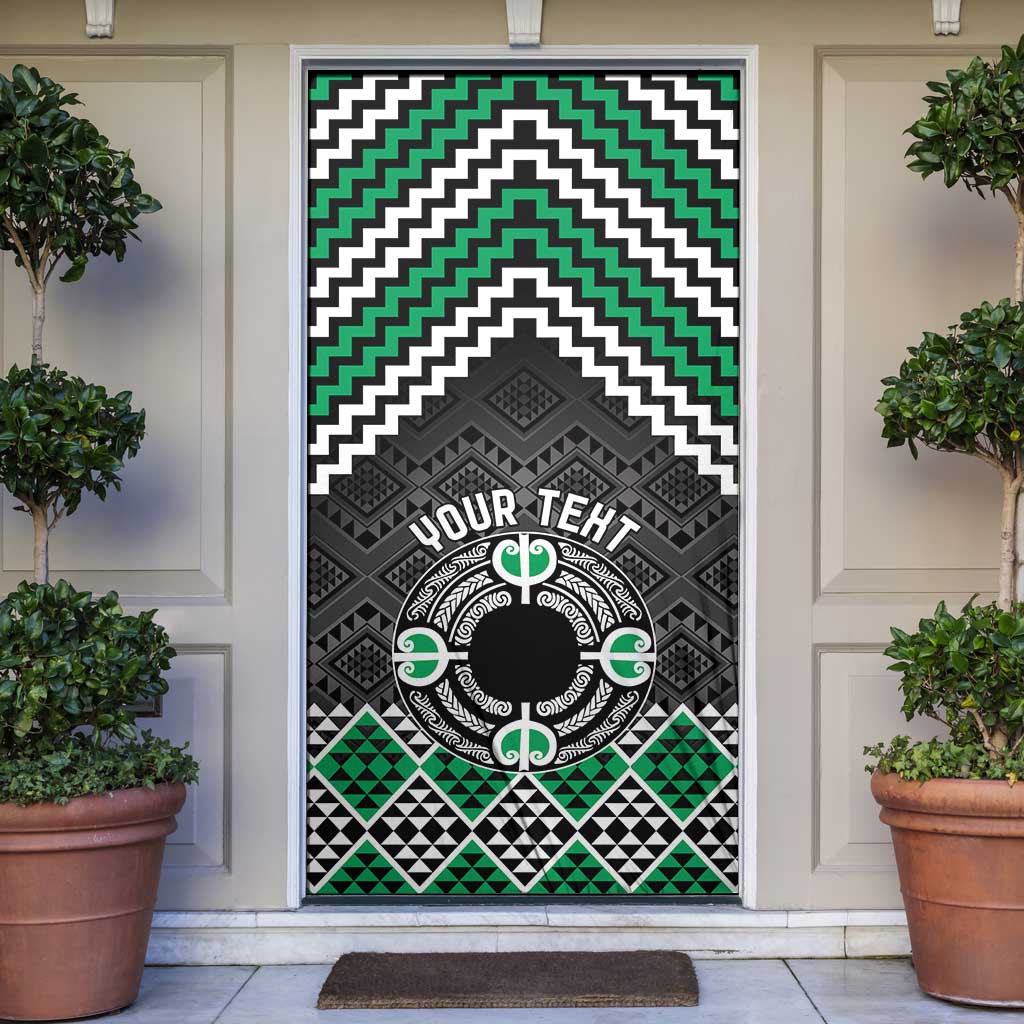 Personalised Aotearoa Niho Taniwha Motif Door Cover Green Style LT9 Green - Polynesian Pride