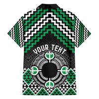 Personalised Aotearoa Niho Taniwha Motif Family Matching Long Sleeve Bodycon Dress and Hawaiian Shirt Green Style