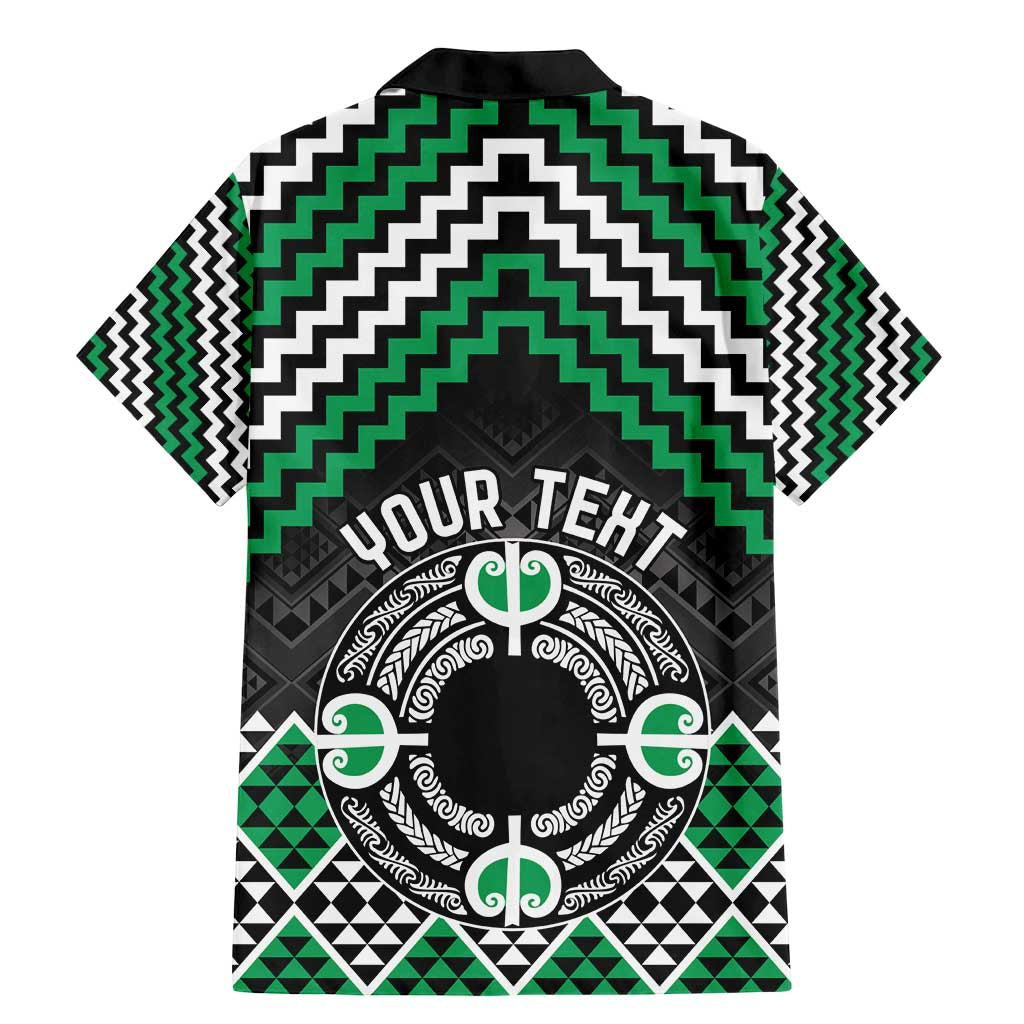 Personalised Aotearoa Niho Taniwha Motif Family Matching Mermaid Dress and Hawaiian Shirt Green Style