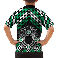Personalised Aotearoa Niho Taniwha Motif Family Matching Tank Maxi Dress and Hawaiian Shirt Green Style