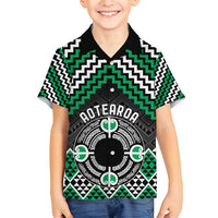 Personalised Aotearoa Niho Taniwha Motif Family Matching Tank Maxi Dress and Hawaiian Shirt Green Style