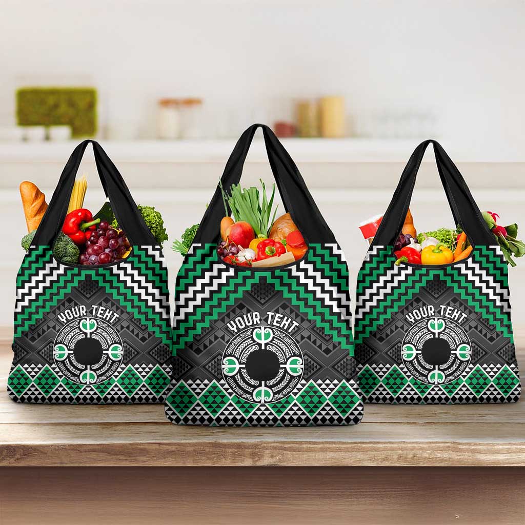 Personalised Aotearoa Niho Taniwha Motif Grocery Bag Green Style