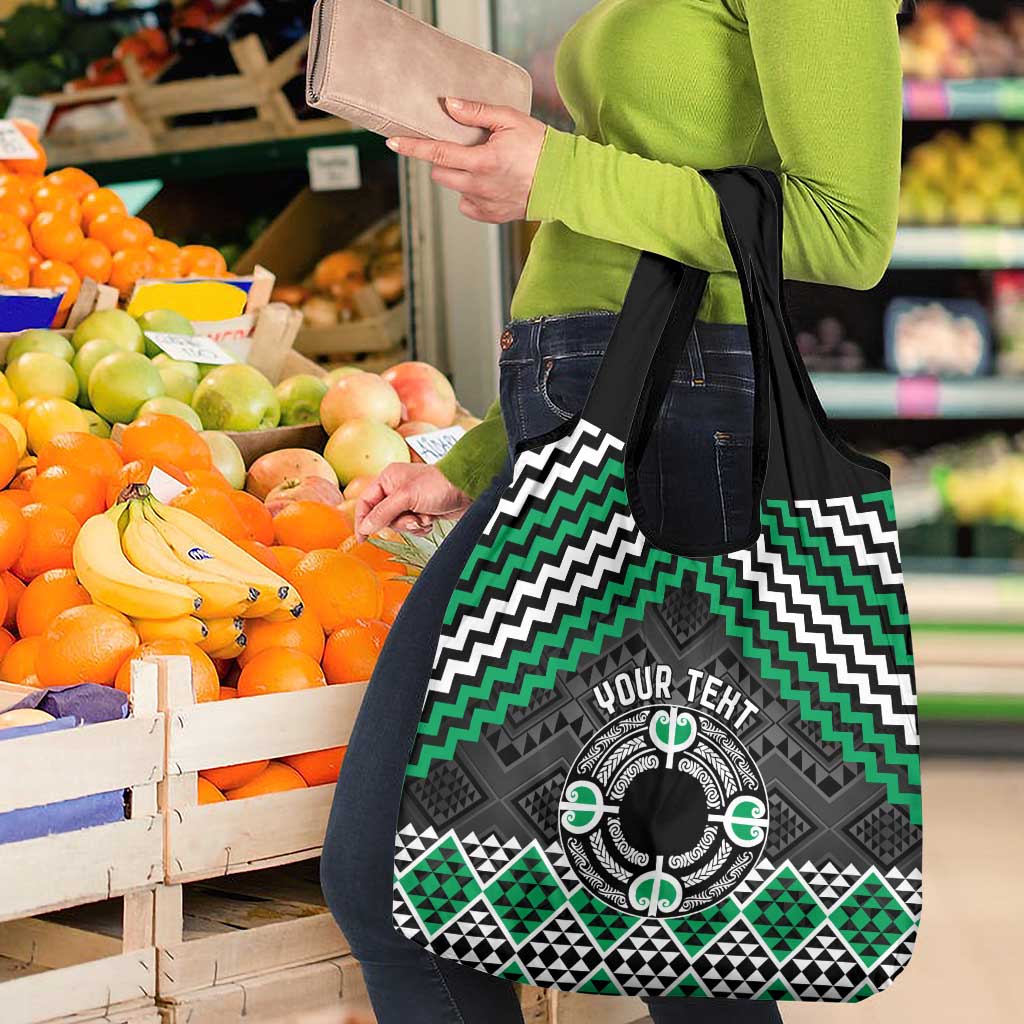 Personalised Aotearoa Niho Taniwha Motif Grocery Bag Green Style
