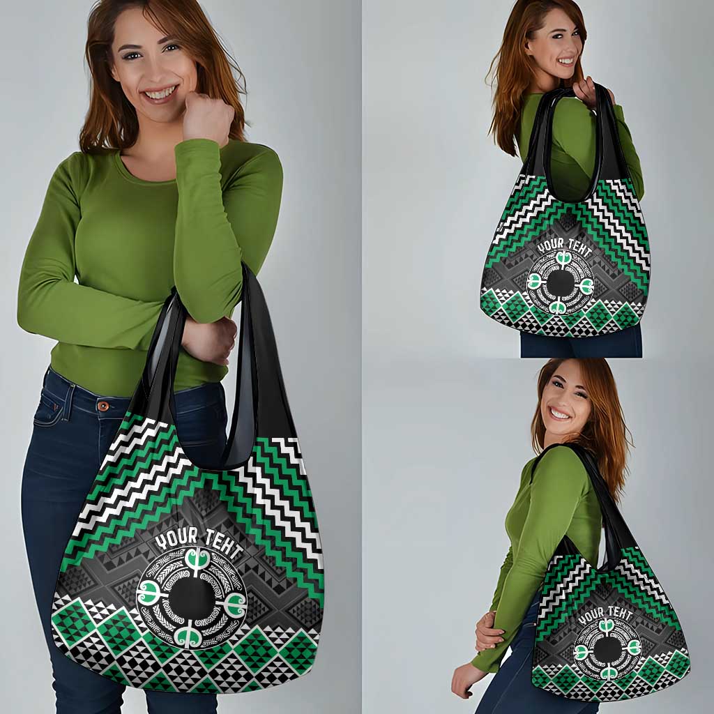 Personalised Aotearoa Niho Taniwha Motif Grocery Bag Green Style