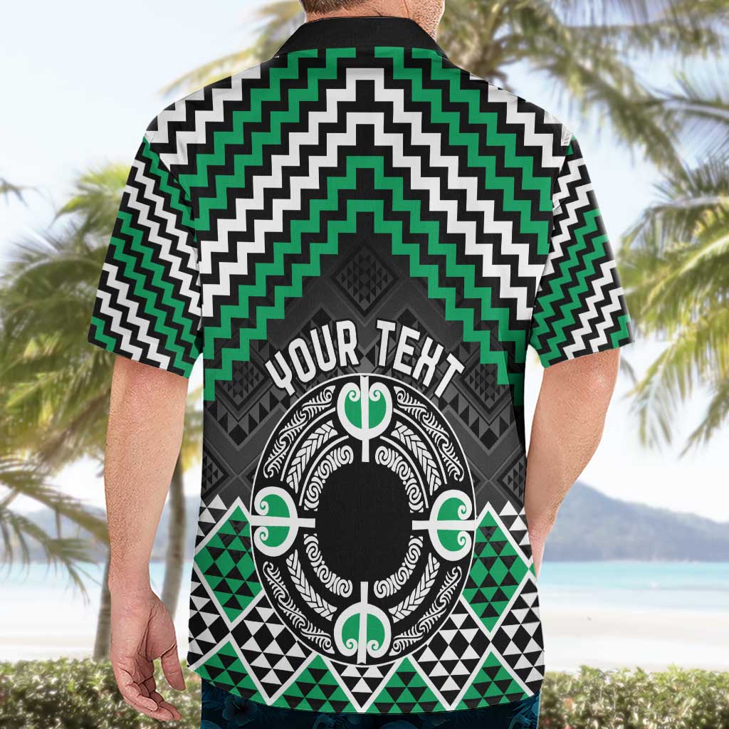 Personalised Aotearoa Niho Taniwha Motif Hawaiian Shirt Green Style
