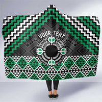 Personalised Aotearoa Niho Taniwha Motif Hooded Blanket Green Style