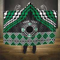 Personalised Aotearoa Niho Taniwha Motif Hooded Blanket Green Style