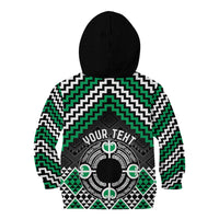 Personalised Aotearoa Niho Taniwha Motif Kid Hoodie Green Style