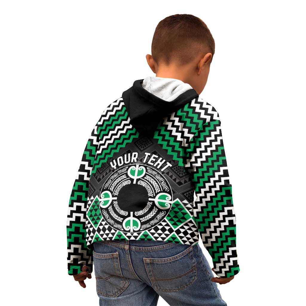 Personalised Aotearoa Niho Taniwha Motif Kid Hoodie Green Style