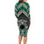 Personalised Aotearoa Niho Taniwha Motif Long Sleeve Bodycon Dress Green Style