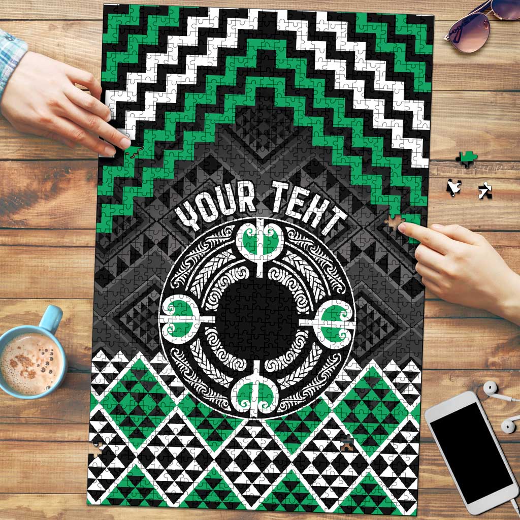 Personalised Aotearoa Niho Taniwha Motif Puzzle Green Style LT9 Green - Polynesian Pride