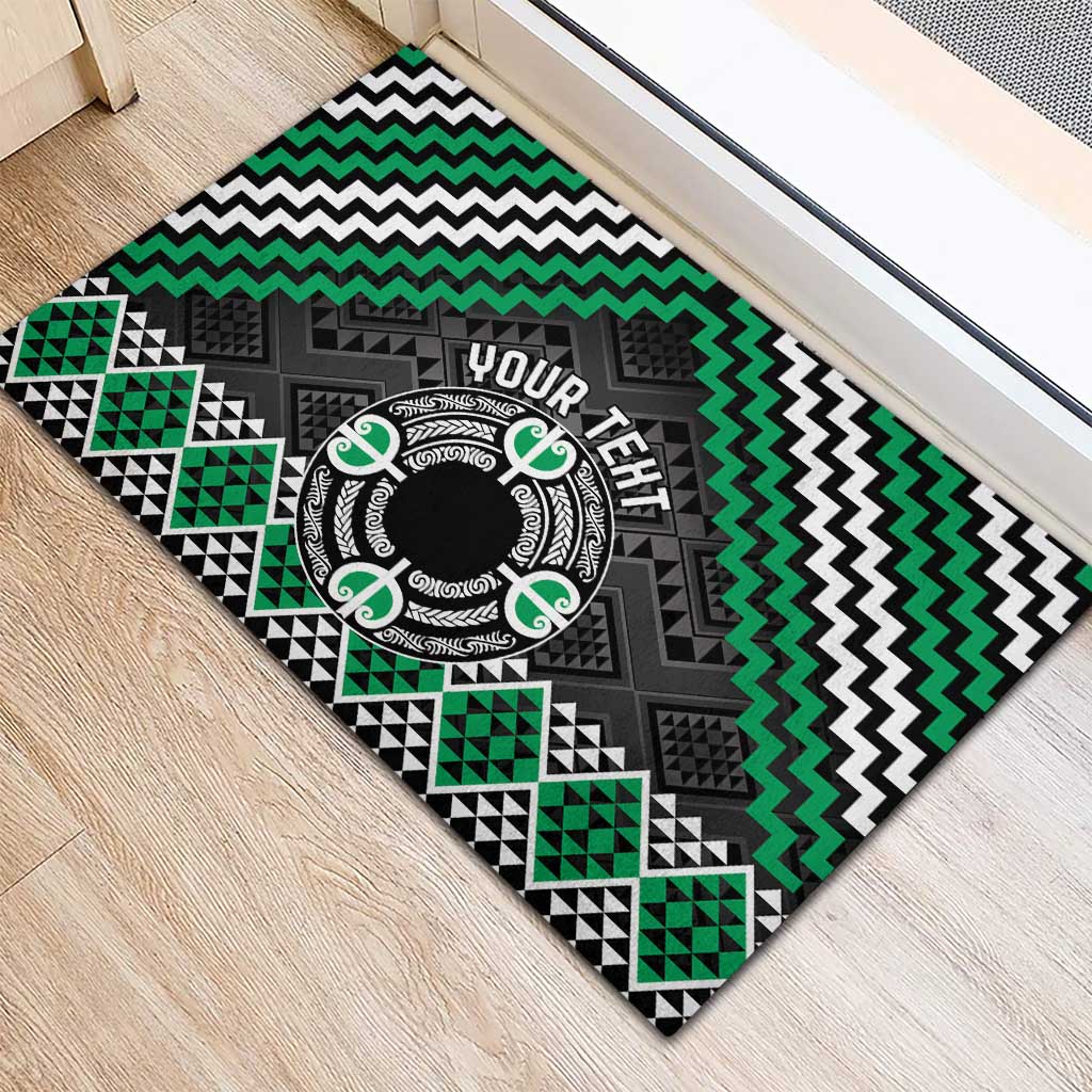 Personalised Aotearoa Niho Taniwha Motif Rubber Doormat Green Style