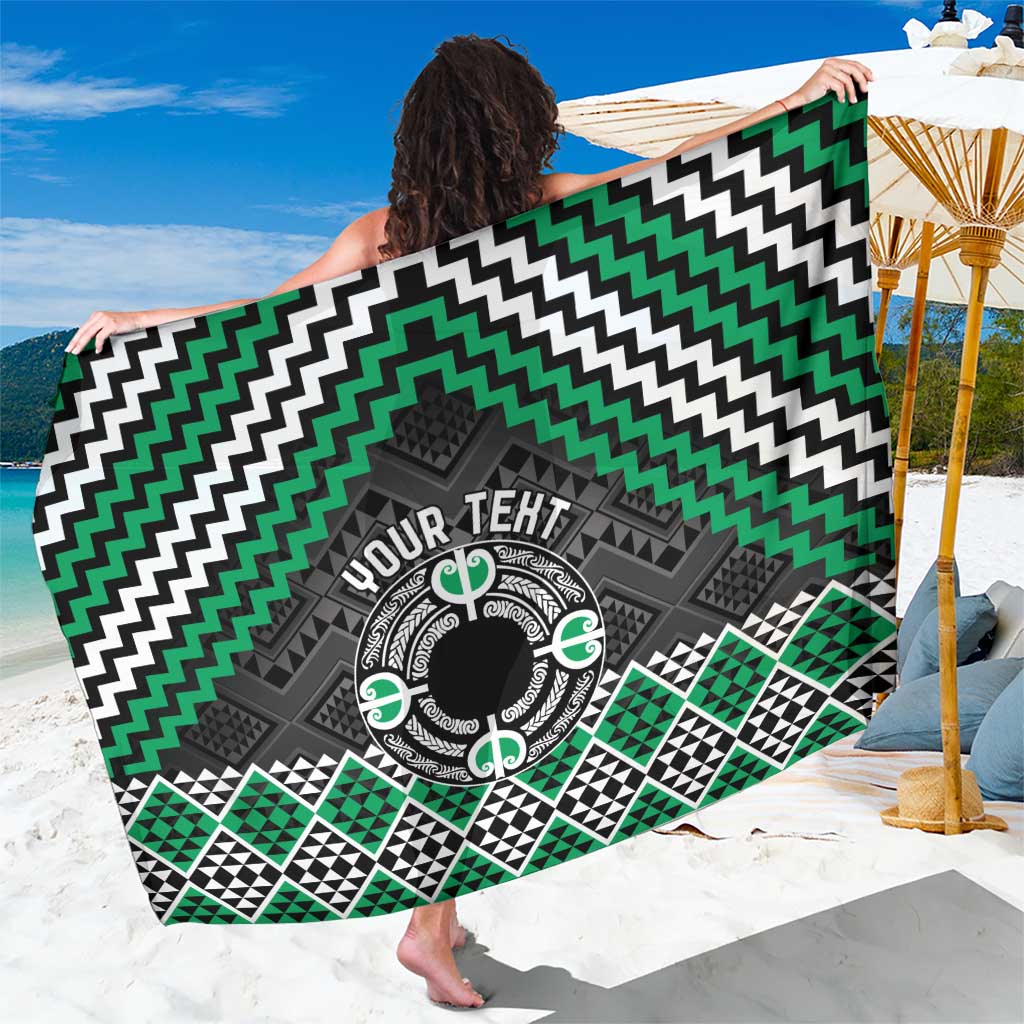 Personalised Aotearoa Niho Taniwha Motif Sarong Green Style LT9 One Size 44 x 66 inches Green - Polynesian Pride