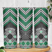 Personalised Aotearoa Niho Taniwha Motif Skinny Tumbler Green Style