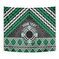 Personalised Aotearoa Niho Taniwha Motif Tapestry Green Style