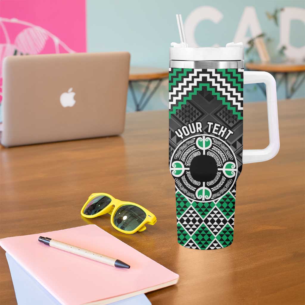 Personalised Aotearoa Niho Taniwha Motif Tumbler With Handle Green Style