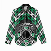 Personalised Aotearoa Niho Taniwha Motif Women Casual Shirt Green Style
