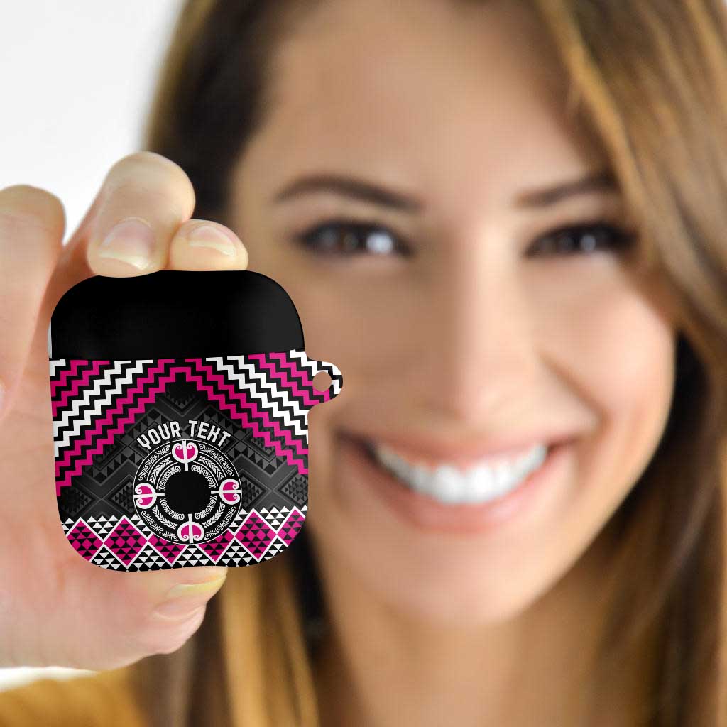 Personalised Aotearoa Niho Taniwha Motif AirPods Case Pink Style LT9 Pink - Polynesian Pride