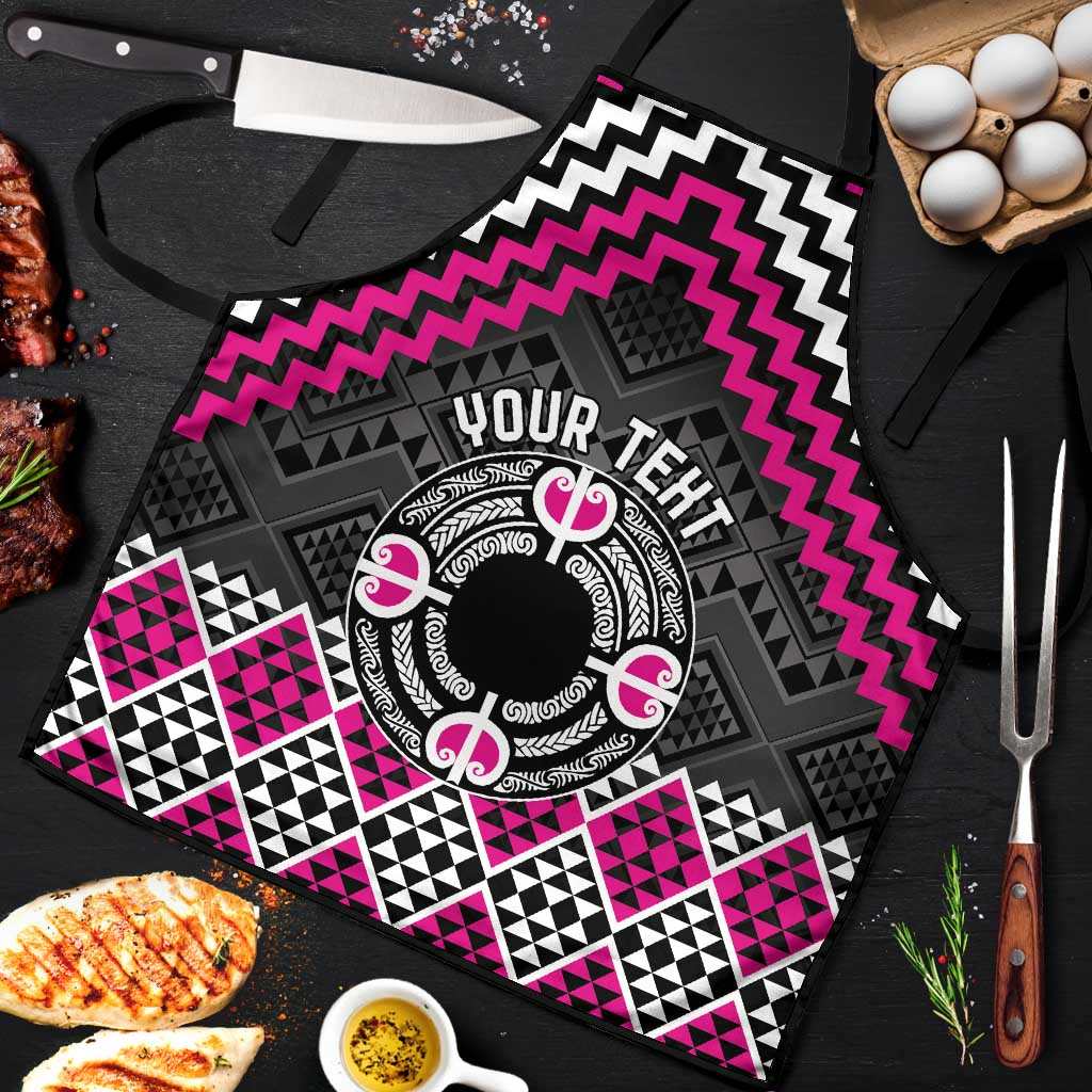 Personalised Aotearoa Niho Taniwha Motif Apron Pink Style - Polynesian Pride
