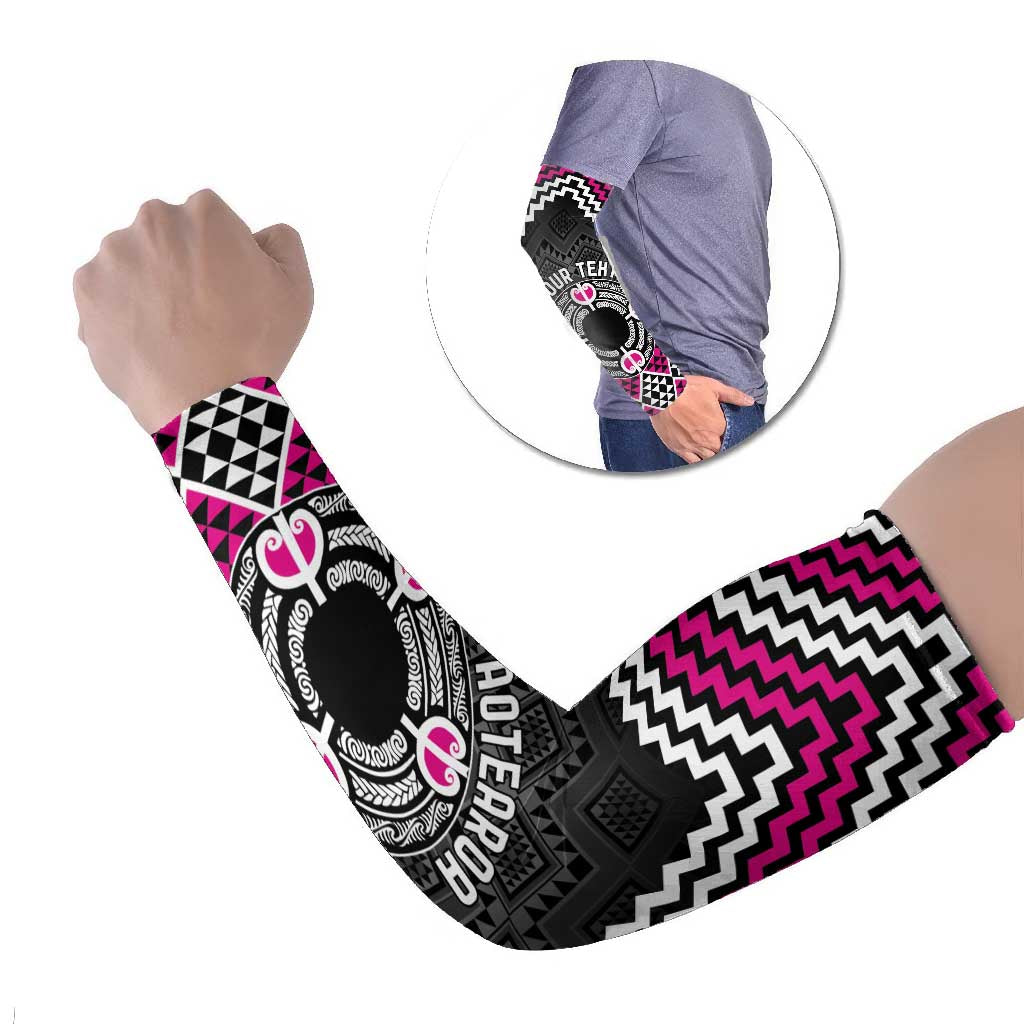 Personalised Aotearoa Niho Taniwha Motif Arm Sleeves Pink Style LT9 Set of 2 Pink - Polynesian Pride