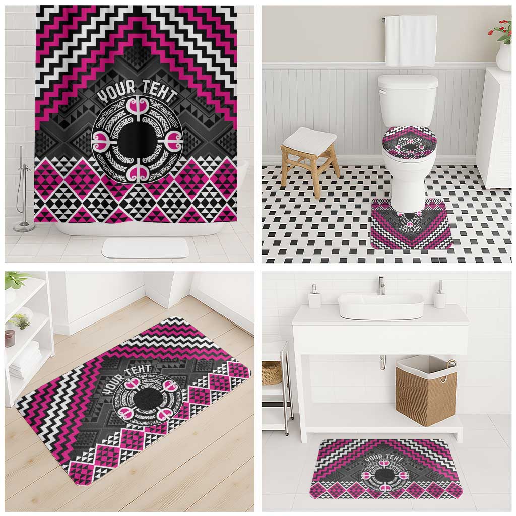 Personalised Aotearoa Niho Taniwha Motif Bathroom Set Pink Style - Polynesian Pride