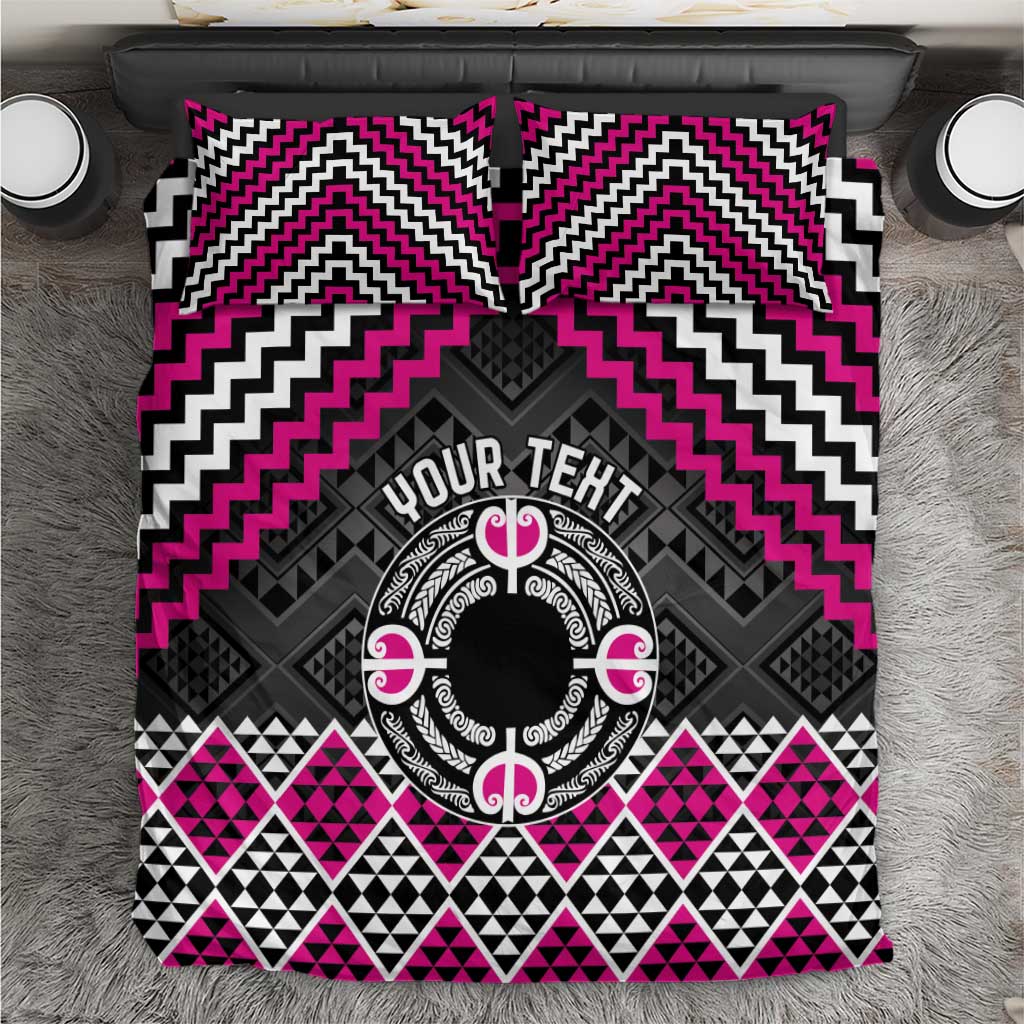 Personalised Aotearoa Niho Taniwha Motif Bedding Set Pink Style LT9 Pink - Polynesian Pride