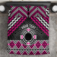 Personalised Aotearoa Niho Taniwha Motif Bedding Set Pink Style